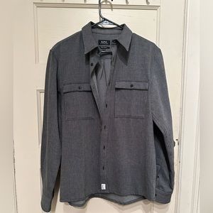 A.P.C. Button Up Shirt Jacket Men’s Medium - Dark Gray Striped - Preowned